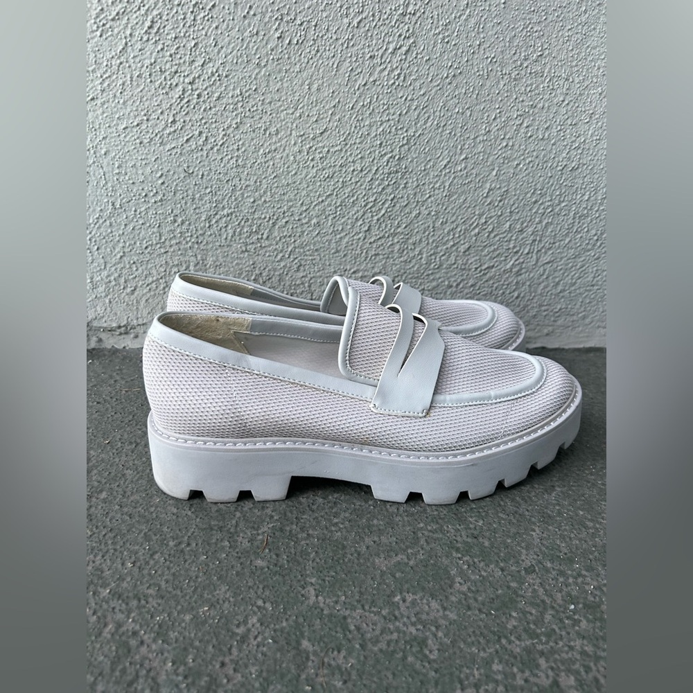 Franco Sarto Balin Lug Sole Loafers Size 9 Grey Preppy Office Business Casual